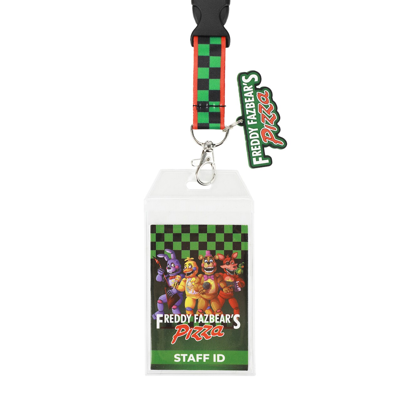 Five Nights at Freddy's Character Collage 22-inch Lanyard with Clear ID Sleeve and Rubber Charm
